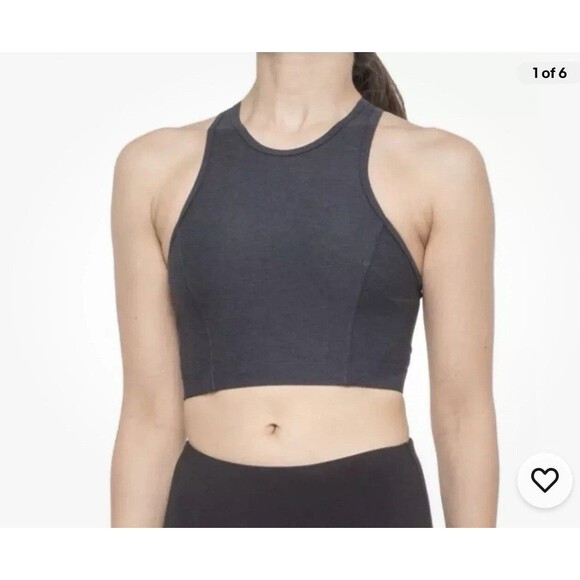 OUTDOOR VOICES Athena Crop Charcoal Gray Tank Stretch Sports Athleisure Small - Picture 1 of 8